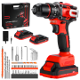 21V 55NM Cordless Drill Electric Power Drill Set With 2 Lithium Battery