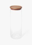 Large Round Glass Storage Canister With Wooden Lid