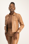 Eliana Faux Leather Shacket - Camel - M Camel