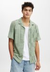 Cotton On Palma Short Sleeve Shirt - Sage Grid Pattern