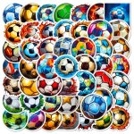50PCS Football Stickers Football Sports Cartoons Football Graffiti Decorations Luggage Laptop Guitar Skateboard Phone Motorcycle
