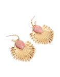 Goldair Gold Pink Stone Fanned Drop Earrings