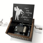 1PC Can't Help Falling In Love Music Box For Lover Girlfriend Boyfriend Wife Husband Hand Crank Engraved Wooden Musical Boxes Gi