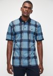 Polo Mens Printed Check Dm Short Sleeve Golfer - Blue