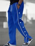 Men's Casual Straight Leg Pants With Drawstring & Button Detail Lightweight Comfy Pants For Sport And Casual Wear
