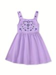 Cute Flowers Embroidered Sundress For Girls Summer Holiday Going Out Made Of Soft Cotton