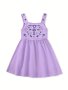 Cute Flowers Embroidered Sundress For Girls Summer Holiday Going Out Made Of Soft Cotton
