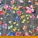 Scuba Printed Fabric FLORAL-BLACK-STRIPED-8 150CM