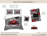 Kids Duvet Set Dark Grey Fast Car Racing Formula 1