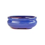 Assorted Glazed Bonsai Pots 6" - Blue Oval With Lip 14.5 X 11 X 5CM