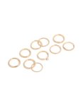 Goldair Gold Simple Pearl & Textured Rings 10-PACK - M l