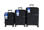 Smte Unbreakable Travel Luggage 3 Piece Suitcases Spinner Black With Keychain