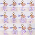 Alphabet Initial Letter Keychain Cute Butterfly Resin Key Chain Ring Purse Bag Backpack Charm Earbud Case Cover Accessories Wome