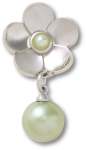 Silver Flower Pearl Dangle Jibbitz - Multi Osfa