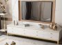 Efurn- Asher Elegant Rectangle Tv Stand White