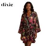 Floral Heraldic Print Front Tie Shirt Dress - Plum S