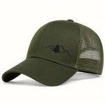 Men's Mountain Embroidered Mesh Cap - Adjustable Sun Protection Baseball Cap For Outdoor Leisure Activities In Spring summer - I