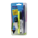 Marlin Study Mate 6PC - Highlighter Marker Ball Pen Pencil Sharpener Eraser Pack Of 12