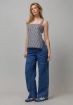Apron Front Tie Back Top - Black white Gingham