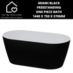 Miami Black Freestanding One Piece Bath - 1440 X 750 X 570MM