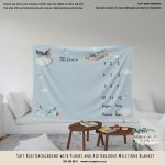 Milestone Blanket Soft Blue Background With Planes And Air Balloons Blanket