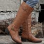 Women's Chunky Heel Mid Calf Boots Fashion Point Toe Dress Boots Comfortable Side Zipper Boots