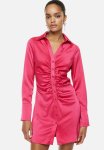 Draped Cr Pe Dress - Cerise