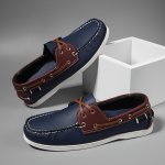 Men's Trendy Apron Toe Loafer Shoes Slip On Comfy Non Slip For Outdoor Walking Traveling Spring And Summer