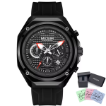 - Men Silicone Strap Chronograph Sport Analogue Watch - Black