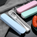 2 4PCS Travel Utensils Set Portable Stainless Steel Cutlery Set With Chopsticks Fork Spoon And Knife Suitable For Outdoor Campin