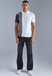 Short Sleeve Half Zip Colour Block Knit Polo - Grey