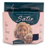 Luxurious Reversible Satin Bonnet - Mommy And Me Combo - Navy Blue