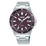 LORUS Men's Dark Purple Matte Dial Stainless Steel Watch