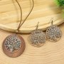 3PCS Earrings Plus Necklace Traditional Jewelry Set Trendy Tree Of Life Match Daily Outfits Party Accessories Gift For Her