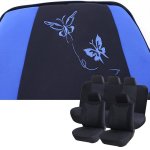 Stylequip Universal Front & Rear Seat Cover Set Black & Blue Butterfly Design - Autostyle Motorsport South Africa