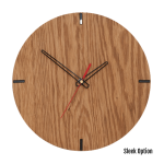 Mika Wall Clock In Oak - 300MM Dia Natural Sleek Red Second Hand