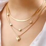 3PCS SET Luxury Simple Style Love Heart Snake Chain Necklace Clavicle Chain Suitable For Women Daily Wear