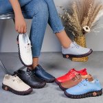Ladies' Soft Loafers: Casual Laced Sneakers For All Seasons - Low Top And Pure Color Design
