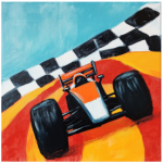 Fabric Paint Panel Race Car