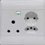 SUP693 4X4 Sa + Euro + Schuko Combination Switched Socket Outlet - Graphite