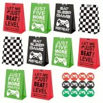 24 Pcs Cartoon Game Controller Paper Bags 12 Pcs Paper Bags And 12 Pcs Stickers - Perfect For Birthday Party And Gathering Theme