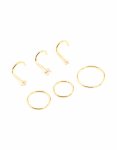 Goldair Gold Plated Surgical Steel Cubic Zirconia Nose Stud & Rings 6-PACK