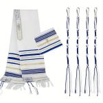 Traditional Jewish Tallit Prayer Shawl Set With Tzitzit - 180CM X 50CM