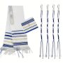 Traditional Jewish Tallit Prayer Shawl Set With Tzitzit - 180CM X 50CM