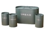 Royal Homeware 4PC Breadbin And Canister Set - 3D Letter Design - Olive Green