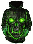 Skull Print Hoodie Cool Hoodies For Men Men's Casual Graphic Design Pullover Hooded Sweatshirt With Kangaroo Pocket Streetwear F