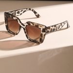 Leopard Square Glasses For Women Gradient Lens Fashion Anti Glare Sun Shades For Vacation Beach Party Fashion Glasses