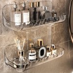 Acrylic No-drill Wall-mounted Storage Rack For Bathroom - Transparent Perfect For Cosmetics & Washbasin Organization Christmas h