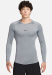Nike Pro Dri-fit Tight Long-sleeve Fitness Top - Smoke Grey & Black