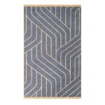 Modern Geometric Gold Line Grey Printed Rug CPR2223